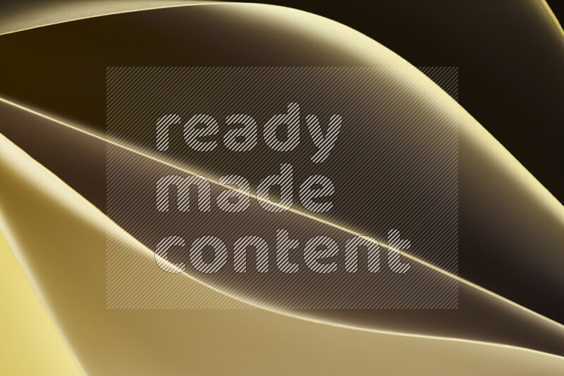 This image showcases an abstract paper art composition with paper curves in gold gradients created by colored light