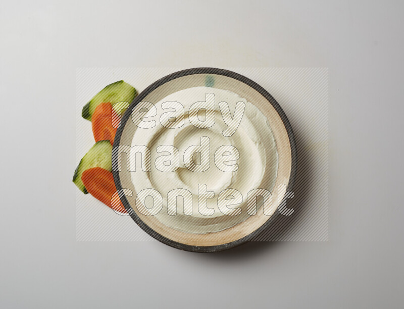 plain Lebnah in a pottery plate on a white background