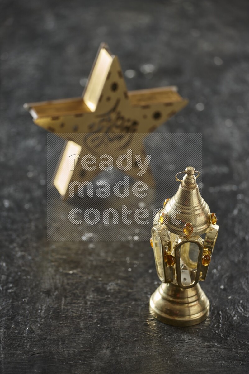 A star lantern with classic lantern on textured black background