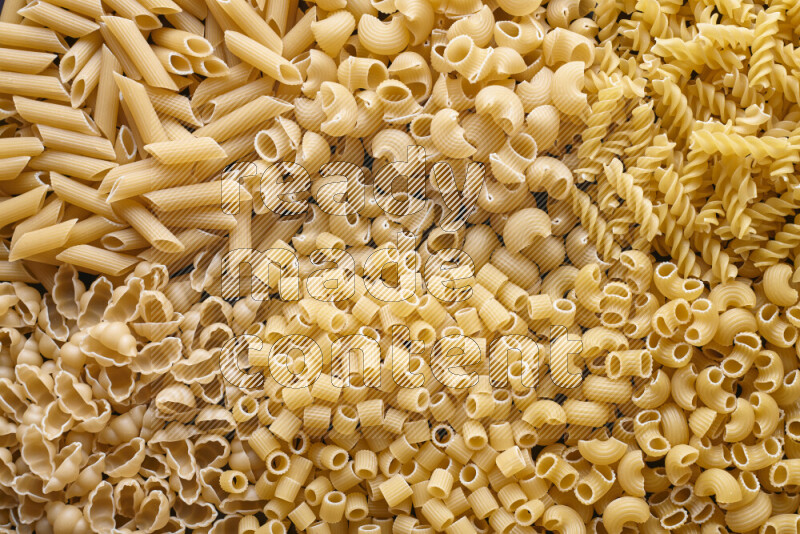 6 types of pasta filling the frame