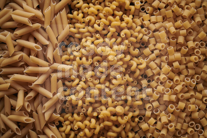 3 types of pasta filling the frame
