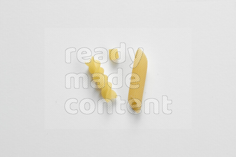 Different pasta types on white background