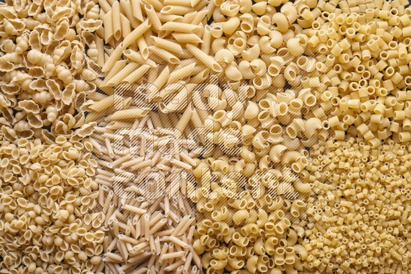 8 types of pasta filling the frame