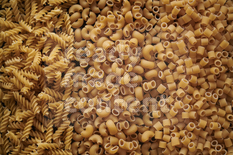 3 types of pasta filling the frame