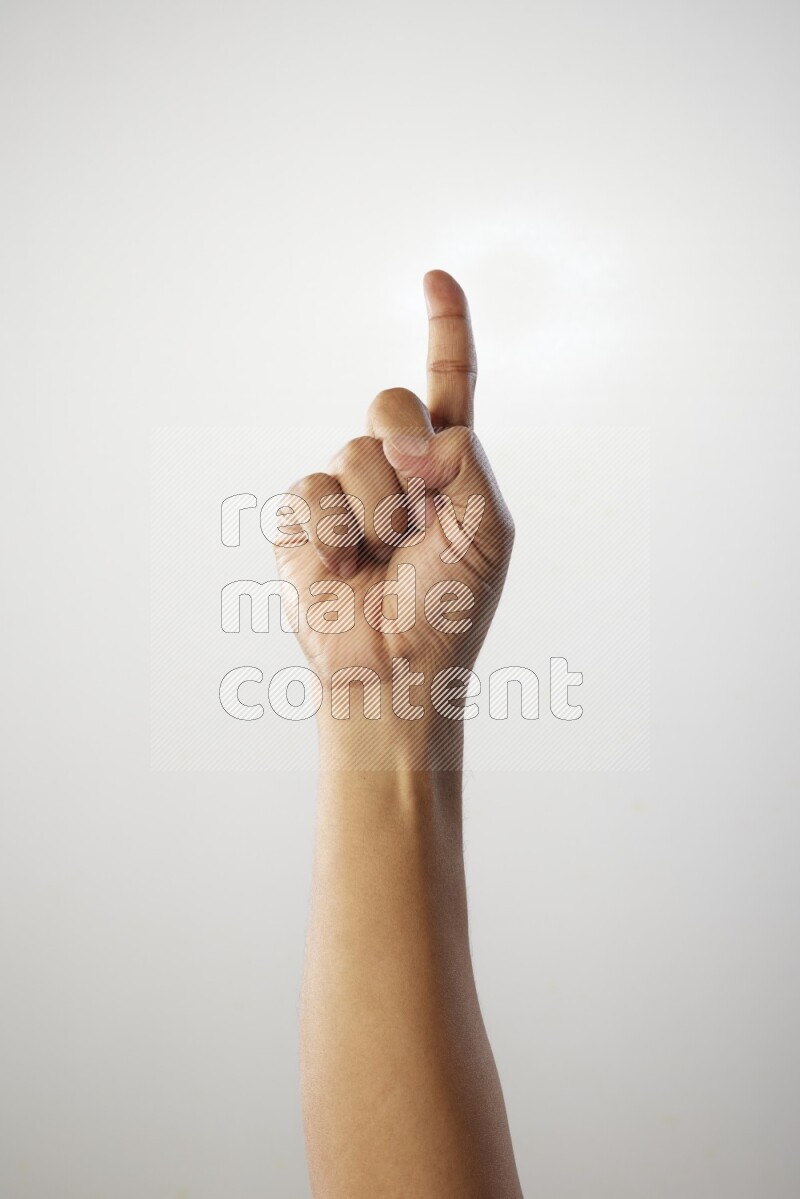 Male Hand with numbers sign on white Background