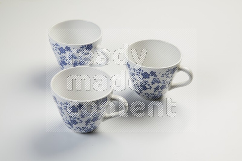 white and blue mug on white background