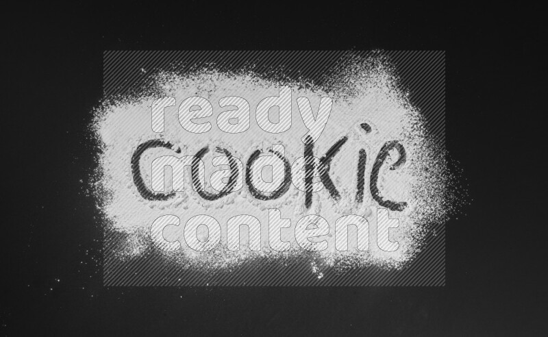 A word written with powder on black background