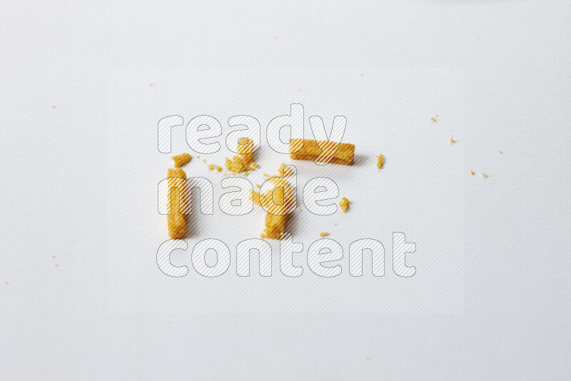 Assorted snacks on white background