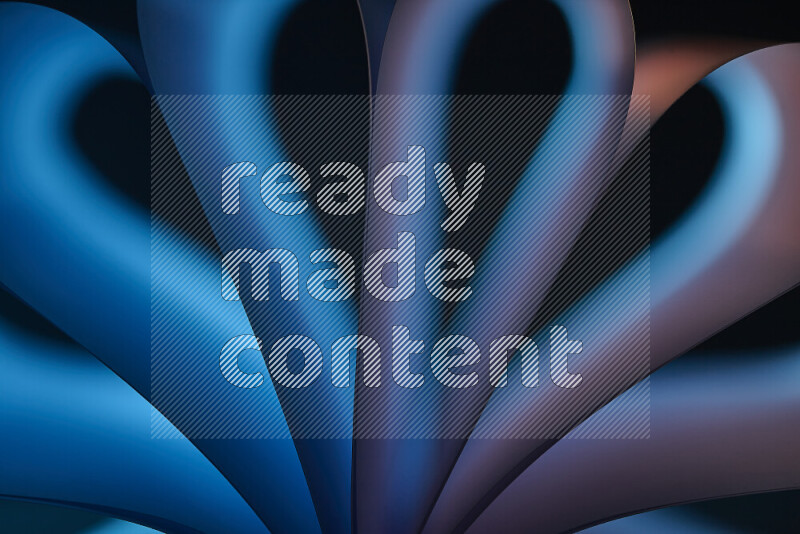 فن تجريدي يعرض منحنيات وتدرجات اللون الأزرق والبرتقالي مكونه بضوء ملون