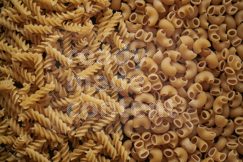 2 types of pasta filling the frame