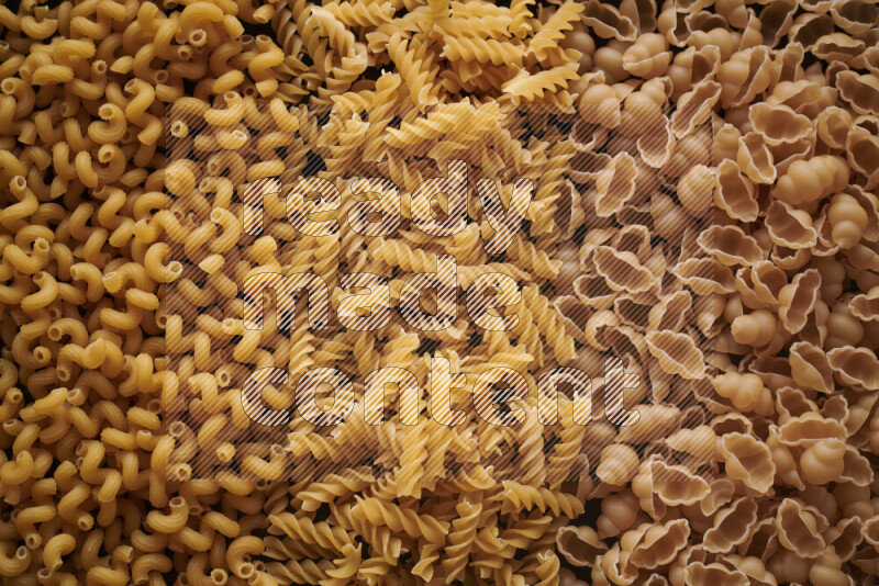 3 types of pasta filling the frame