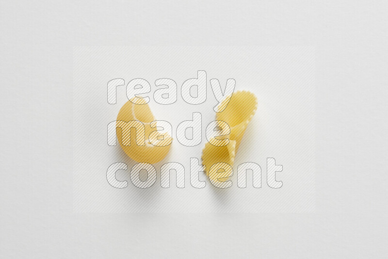 Different pasta types on white background