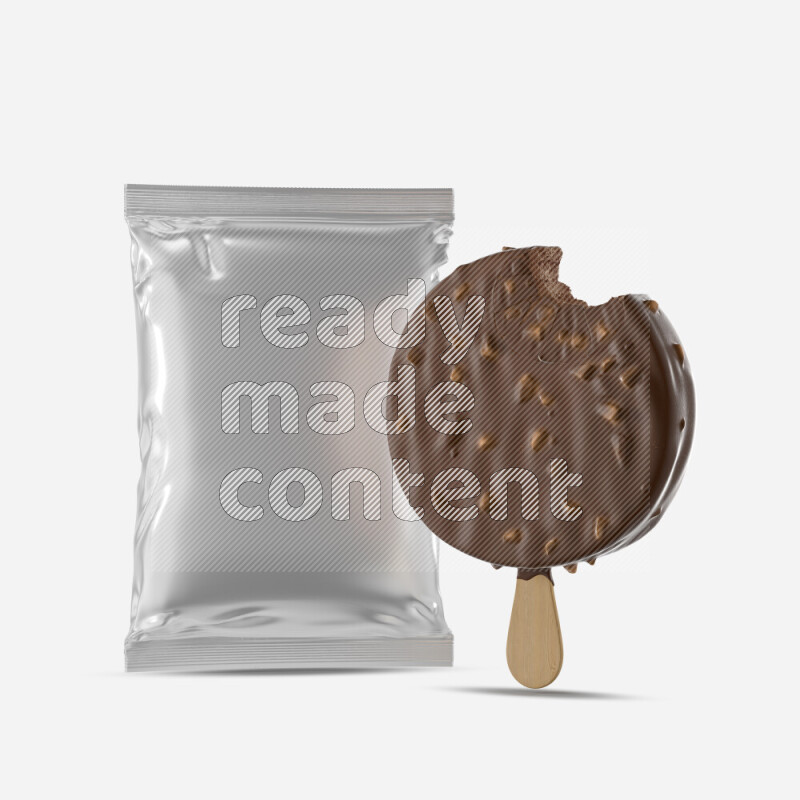 Chocolate ice cream stick mockup isolated on white background 3d rendering