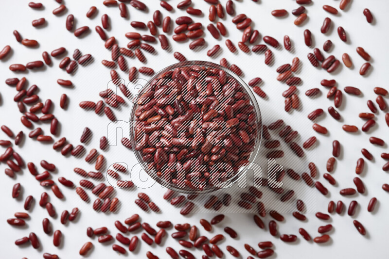 Red kidney beans on white background