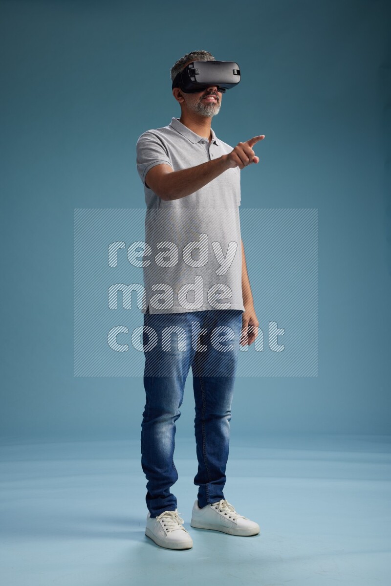 Man Standing Gaming with VR