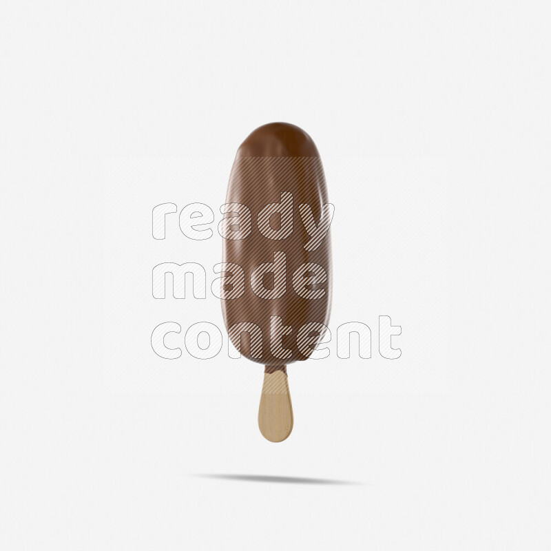 Chocolate ice cream stick mockup isolated on white background 3d rendering