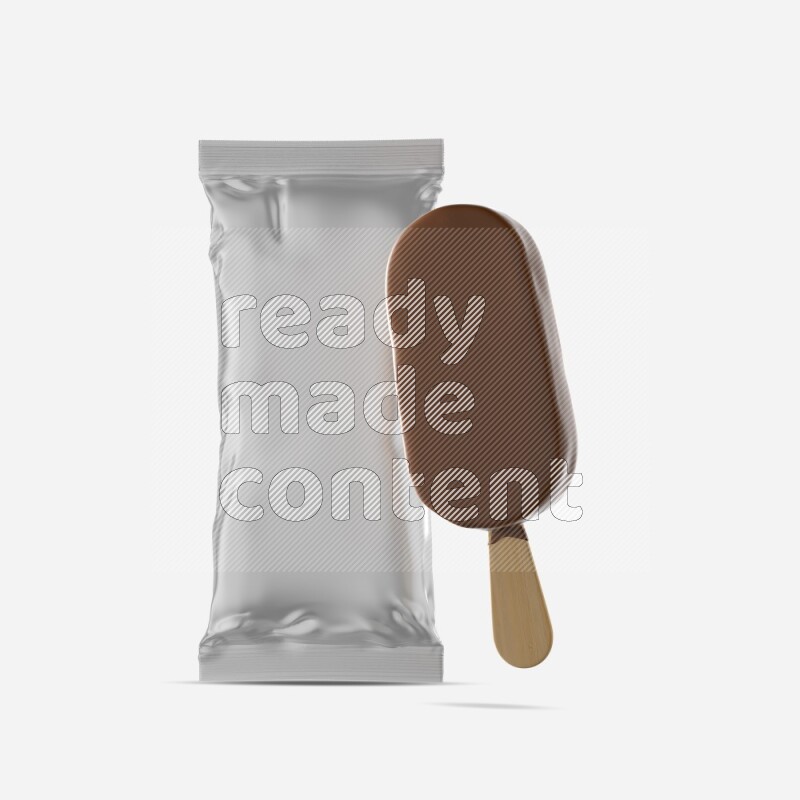 Chocolate ice cream stick mockup isolated on white background 3d rendering