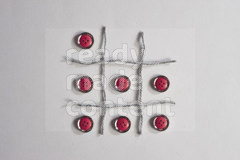 Red buttons placed on grey background