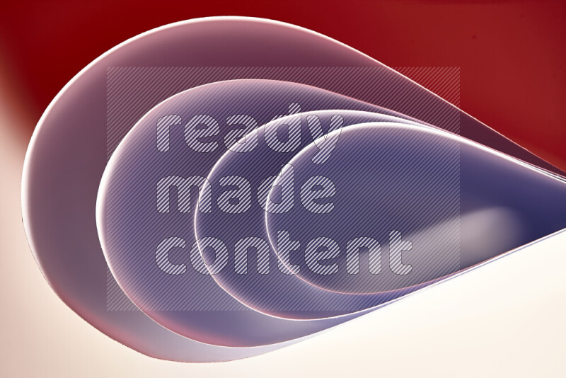 An abstract art of paper folded into smooth curves in white and red gradients