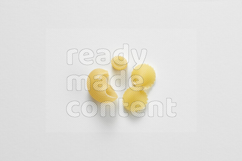 Different pasta types on white background