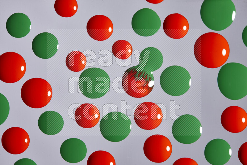 Close-ups of abstract red and green paint droplets on the surface