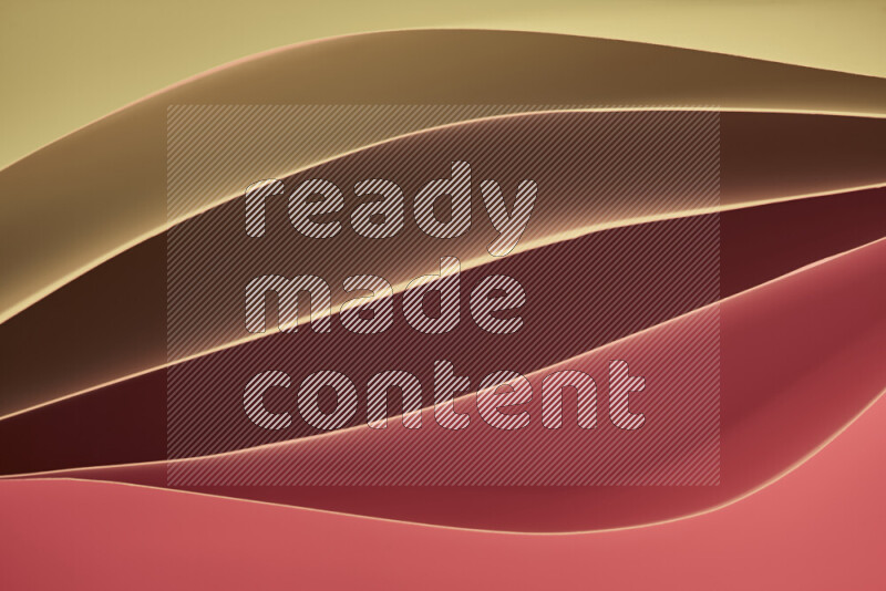 This image showcases an abstract paper art composition with paper curves in yellow, red and brown gradients created by colored light