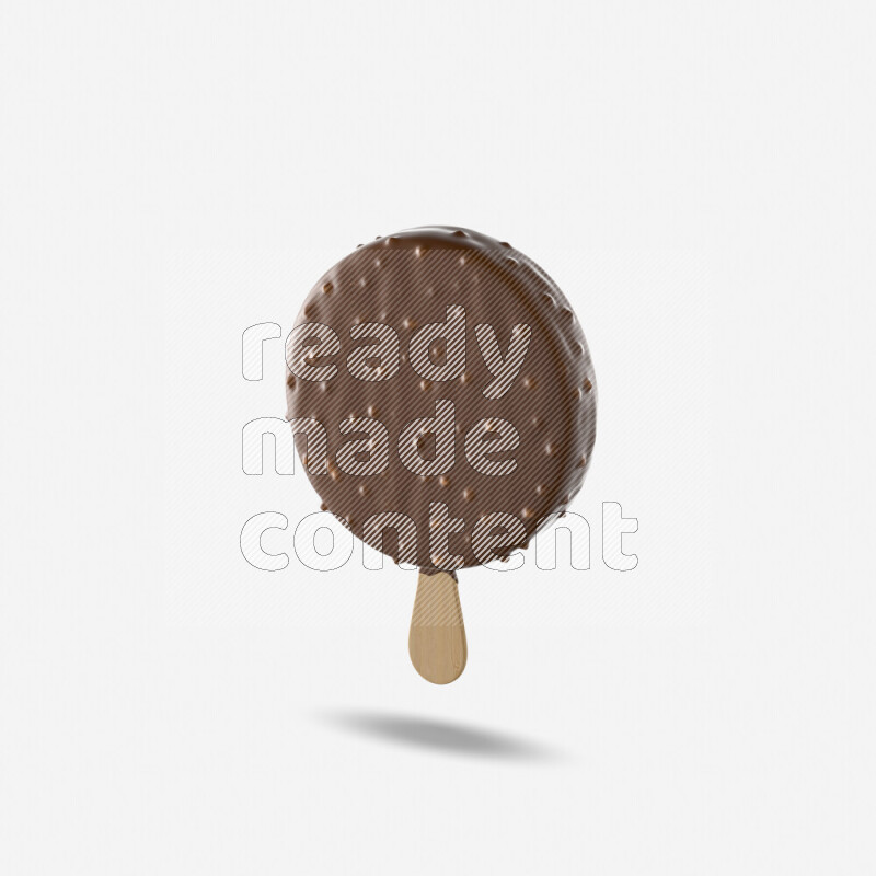 Chocolate ice cream stick mockup isolated on white background 3d rendering
