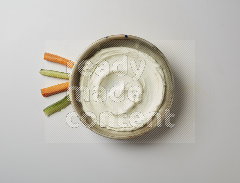 Plain Lebnah  in a grey pottery plate on a white background