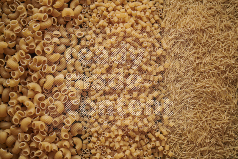 3 types of pasta filling the frame