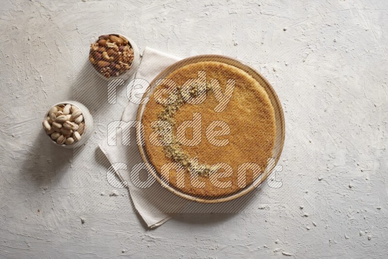 Konafa with nuts in a light setup