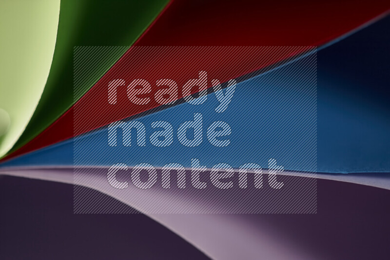 An abstract art showing colorful paper sheets arranged in an overlapping curves