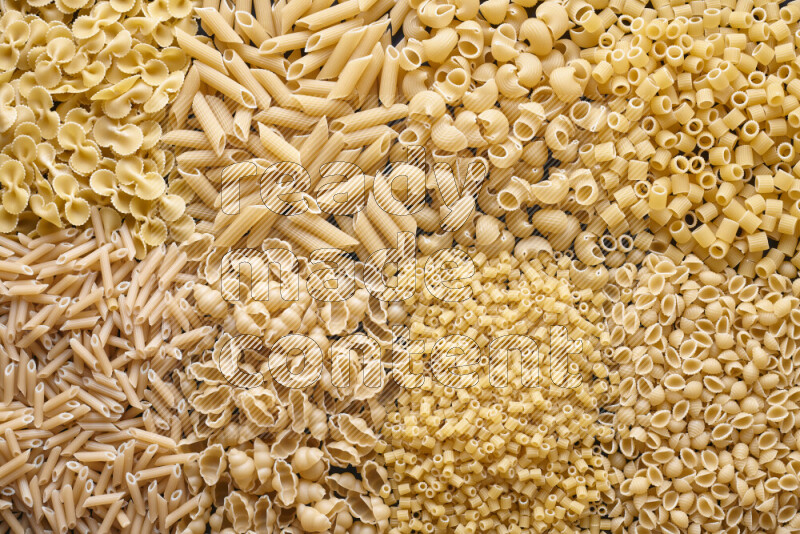 8 types of pasta filling the frame