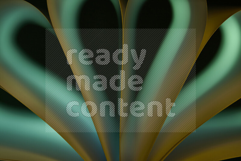 فن تجريدي يعرض منحنيات وتدرجات اللون الأصفر والأخضر مكونه بضوء ملون