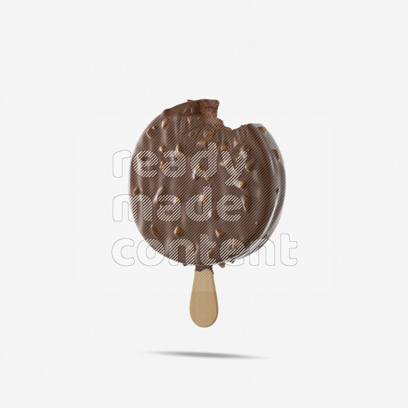 Chocolate ice cream stick mockup isolated on white background 3d rendering
