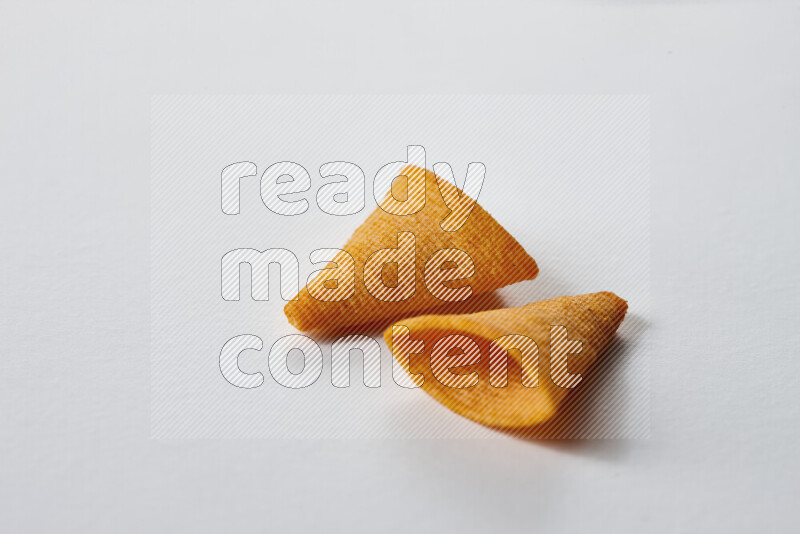 Assorted snacks on white background