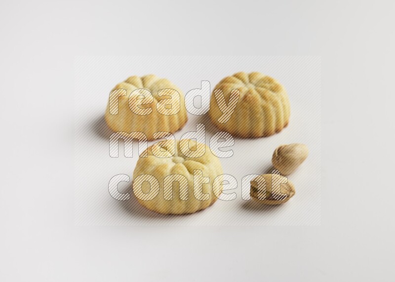 Three Pieces of Maamoul direct on white background
