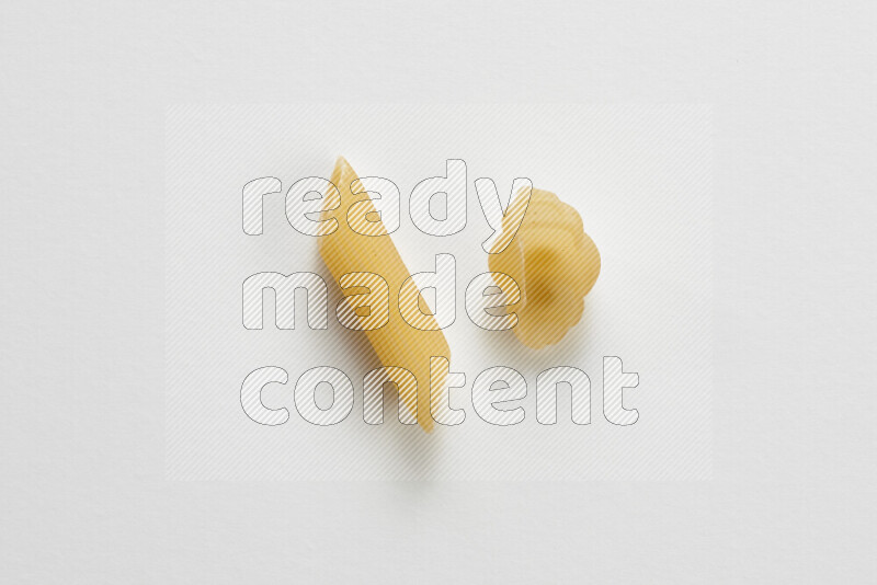 Different pasta types on white background