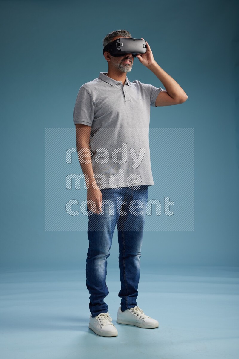 Man Standing Gaming with VR