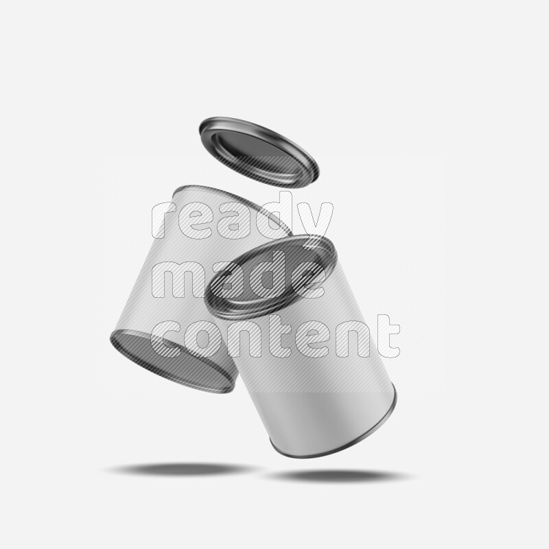 Set of paper tube mockup with glossy label and metal lid isolated on white background 3d rendering