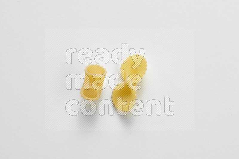 Different pasta types on white background