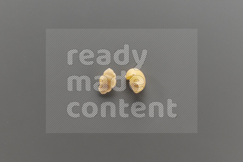 Snails pasta with other types of pasta on grey background