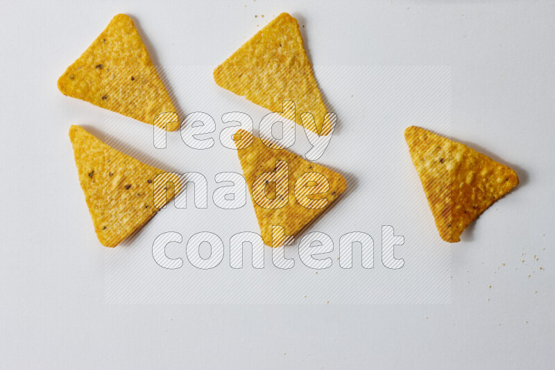 Nachos snacks on white background