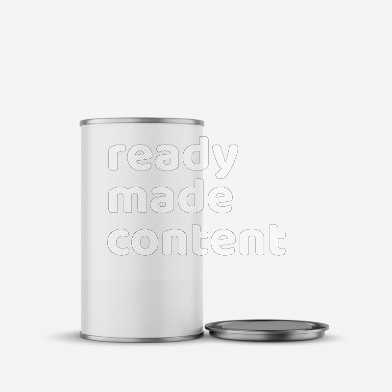 Paper tube mockup with glossy label and metal lid isolated on white background 3d rendering