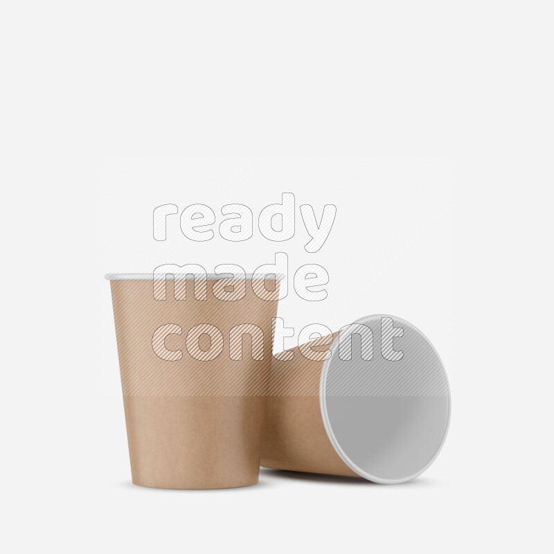 Set of matte paper cups mockup isolated on white background 3d rendering