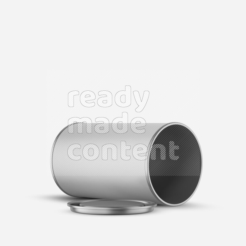 Paper tube mockup with glossy label and metal lid isolated on white background 3d rendering