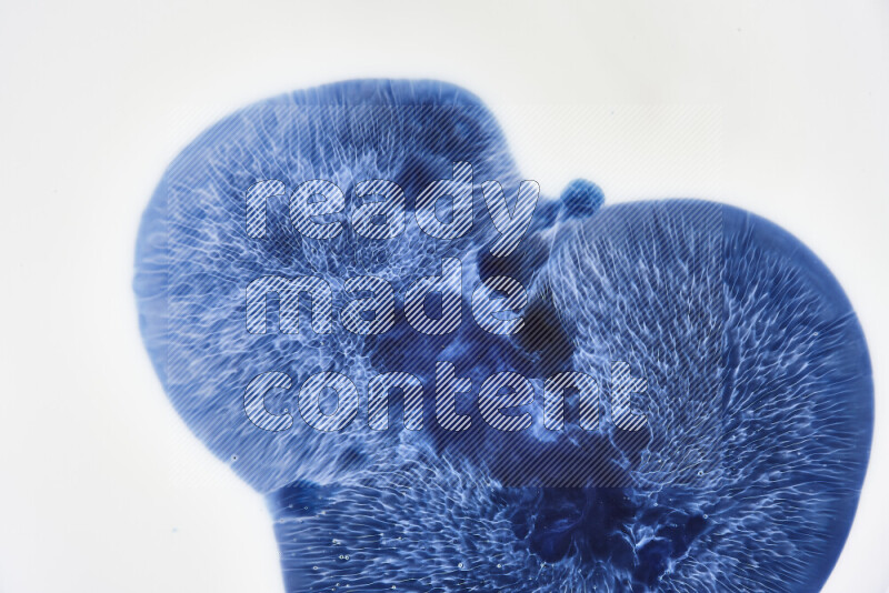 A close-up of abstract swirling patterns in blue and white