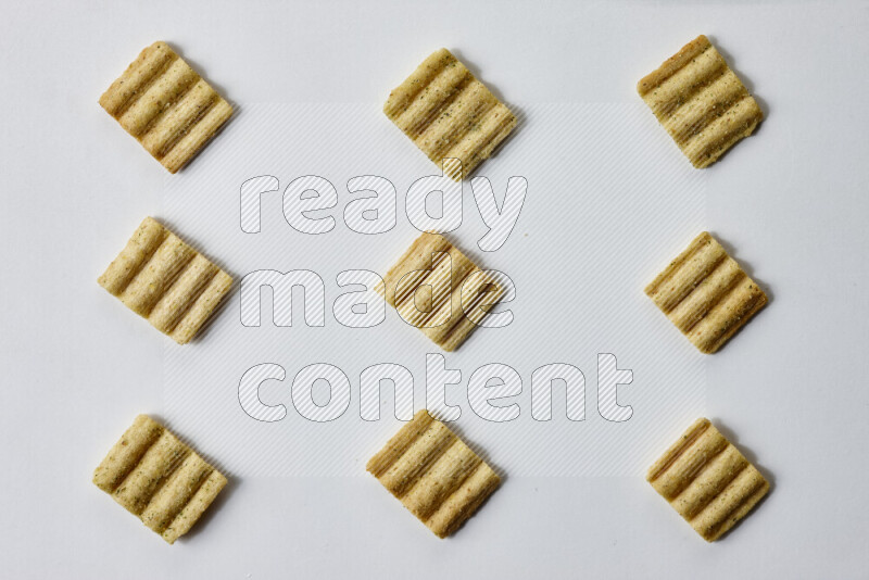Crackers snacks on white background