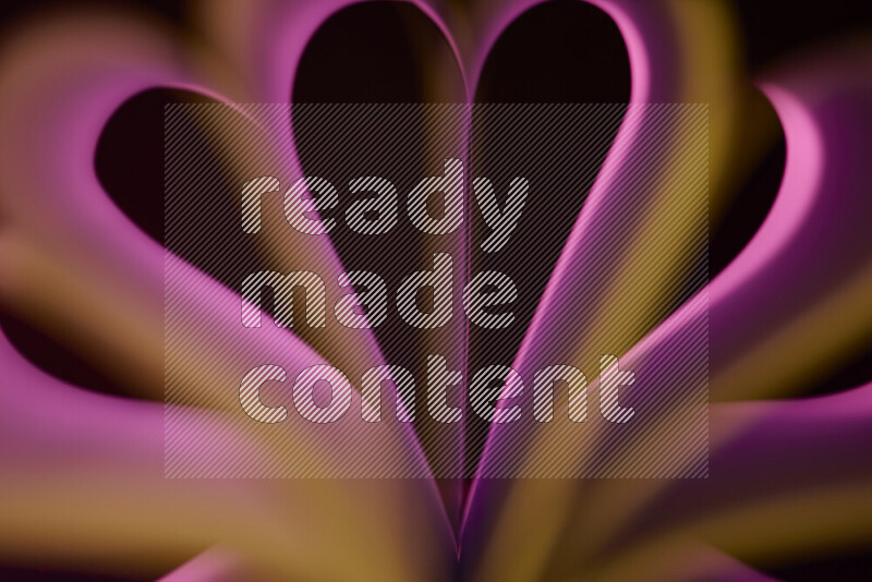 فن تجريدي يعرض منحنيات وتدرجات اللون الأصفر والوردي مكونه بضوء ملون