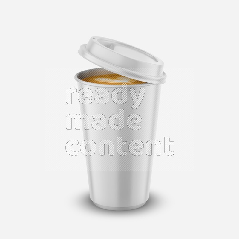 Paper hot cup mockup with cap isolated on white background 3d rendering
