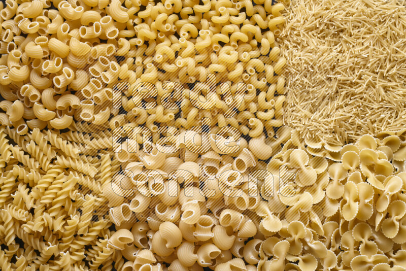 6 types of pasta filling the frame